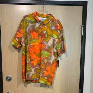 Bright Orange Floral Men's Polo